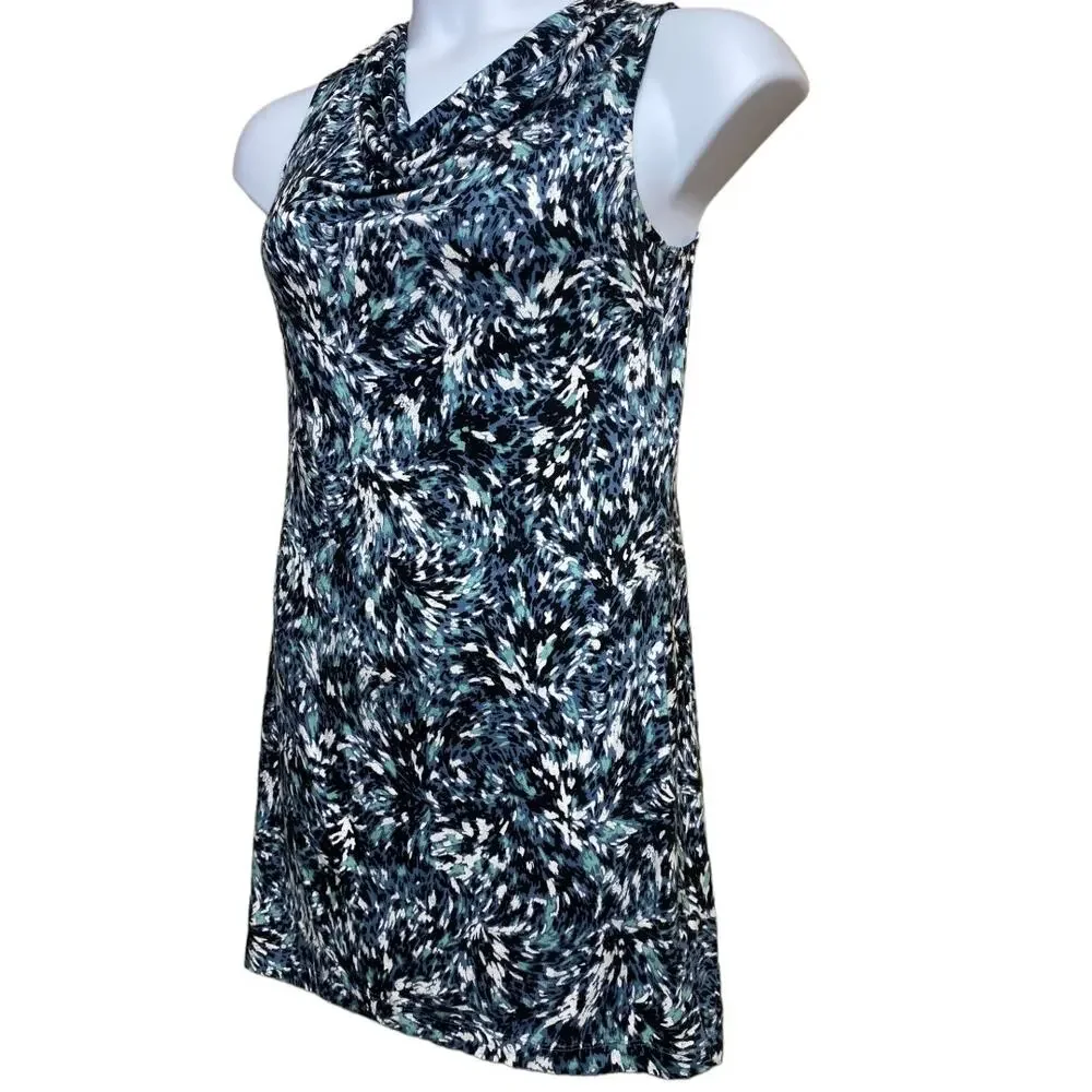 Soma blue green & white Lounge wear drape neck dress‎ XSmall